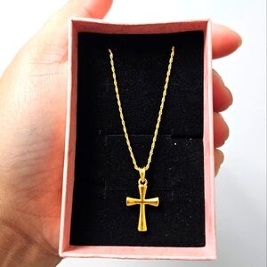 SOLD - Cross Necklace - REAL 18K GOLD